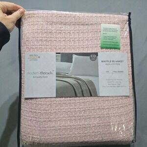 Modern Threads Waffle Blanket Full/Queen Dusty Rose 100% Cotton Antimicrobial